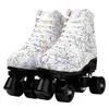 Skridskor 2022 Quad Roller Women Adult Nybörjare utomhus Slidkvalitet Mikrofiber PU-läder ABEC-5 PU 4-hjul Skating Blinkande L221014