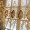 Tenda Tende europee per soggiorno, sala da pranzo, camera da letto, ciniglia, verde oro, con fiori in filo, tende per porte scorrevoli con ricamo oscurante