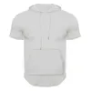 Men039s TShirts Hip Hop Long Line Mens Pullover Summer Tees Hoodie Short Sleeve Pocket Hoody4219394