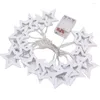 Strings 1M 2M 3M Wood Star Shaped LED Fairy String Lights Battery Operated Holiday Christmas Tree Party Wedding Decoration
