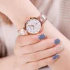 Wristwatches Women Watches 2022 Female Insert Water Drill Quartz Wristwatch Send The Bracelet Waterproof Watch White