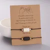 Amante Charm Pulsera Tarjeta para Amistad Parejas 2 unids / set Negro Blanco Lava volcánica piedra pulsera Grano Brazaletes Mujer Hombre Lucky Wish Jewelry