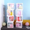 FESTIDAS DE FESTIDAS Decorações de caixa transparente Alfabeto Balão personalizado Decoração do chá de bebê para carta de aniversário Carta personalizada