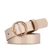 Belts Ladies Women Round Ring Buckle Waist Faux Leather Belt Waistband 105cm