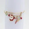 Atacado Presente de Natal Jóias Charme Pulseira Contas de Cristal Árvore de Natal Santa Bangles Wire Expansível Pulseira Feminina