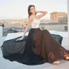 Sceniczna sukienka flamenco dla dziewcząt wydajność solid kolor cygańskie długie spódnice o wysokiej talii dna podłogowe marszki hiszpański elegancki styl