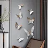 Estatuetas decorativas de estilo europeu Butterfly Butterfly Decoração pintando sala de estar pendurada LUZ LUZULY Animal Mural Home