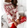 Suéteres femininos de Natal Jacquard Vestido de malha comprida Pullover de natal Mini Winter Warm Casual Loose 2022 Novo G221018
