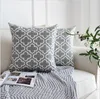 Pillow Cotton Embroidered Cover Home Decor Grey Embroidery Geometric Sofa Throw Case 45X45CM