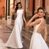 Elegant Mermaid Wedding Dress 2023 Back Design Illusion Sleeveless Satin Beading Bridal Gowns Floor Length Vestido de Novia