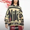 Men's Sweaters 2022 Autumn Men's Fashion Trend Printing Long-sleeved Pullover Polo Collar Design Loose Retro Hip-hop Street Casual Shirt