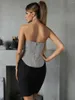 Sukienki swobodne 2022 Przyjazd szary patchwork z rękawów na ramię Bodycon Bandage Sukienka Elegancka moda na imprezę wieczorową Vintage