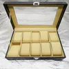 Watch Boxes 10 Grid/12/6 Glasses Storage Display Black Leather Gift Box