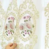 Rideau rideaux européens pour la salle à manger vivante chambre à coucher de chenille or vert avec fil fleurs occlusion broderie de portes coulissantes de porte coulissante