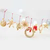 56st Natural Wheat Straw Star Snowflake Snowman Pandents Julgrandekorationer för hem Navidad Ornament Nyårsgåvor