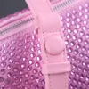 Rhinestone Trójkąt Torba Diamante Hobo Torebka Crossbody Torebki Torby pod pachami Kieszonka na monety Portfel na suwak Prawdziwy skórzany pasek Jakość Moda List