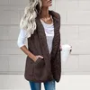 Women's Vests Pockets Coats Warm Double-sided Fluffy Jacket 2022 Autumn Winter Fur Vest Elegant Pure Color Casacos De Inverno Feminino