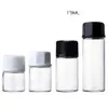 Bouteille d'échantillon en verre transparent vide cosmétique E liquide huile essentielle Mini conteneur d'échantillon 1 ml 2 ml 3 ml 5 ml avec bouchon blanc noir