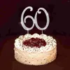 الإمدادات الاحتفالية عيد ميلاد Topper Cupcake Party 60 60th Cake Number الذكرى السنوية ديكور بلينغ Toppers العام الدعائم