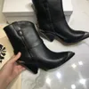 كلاسيكي Isabel Boots Marant Lamsy Black أصلي من الجلد الحقيقي أحذية الكاحل المعدنية على الطراز الغربي