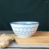 Ciotole Ciotola per zuppa di riso grande in porcellana bianca e blu giapponese da 5,5 pollici Sottosmalto in ceramica Dessert Noodle Insalata Stoviglie da cucina