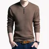 Men's Sweaters Brand Sweater Men Casual Button V-Neck Pullover Shirt Spring Autumn Slim Fit Long Sleeve Knitted Soft Cotton Pull