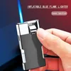 Briquet à Jet coupe-vent pour cigares, niveau métallique, torche d'allumage, flamme bleue, briquet à recharge de gaz Butane, nouveau cadeau pour fumer