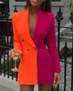 Women's Suits Blazers 2022 European and American new style contrast color stitching OL professional wear V-neck cardigan suit skirt T221027