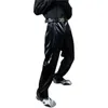 Men's Pants 2022 Fashion Streetwear Hip Hop Shiny Leather Korean Causal Straight Motorcycle Black Punk Trouser Stage Outfit