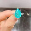 Cluster Rings Charms Water Drop 10 14mm Paraiba Tourmaline Emerald Quartz Ring For Women Gemstone Cocktail Party Fine Jewelry Accessories