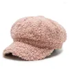 Berets modische modische achteckige Mütze Hüte weibliche Herbst Winter Künstliche Pelz Panama Stylische Künstlerin Sboy Caps Beret Frau Hut