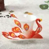 Pauw Theekopje traf Schotel Lepel 3d Keramiek Tea Tasse Thermische Ontbijt Koffie Mokken Wasser Kerst Brithaday Geschenk RRA253