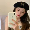 Bérets Kpop Lin Tresse Béret Chapeau Pour Dames Sangles Goujons Mince Respirant Casquette Tendance Vacances D'été Boina Caps Peintre Gorras