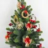 56 stks natuurlijke tarwestar sneeuwvlok sneeuwman panders kerstboom decoraties voor huis navidad ornamenten nieuwjaarscadeaus