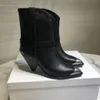 كلاسيكي Isabel Boots Marant Lamsy Black أصلي من الجلد الحقيقي أحذية الكاحل المعدنية على الطراز الغربي