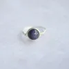 Wedding Rings Blue Goldstone Natural Stone Birthstone Solitaire Sterling Silver Color Wire Wrapped For Women Jewelry Boho