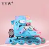 Ice Skates Kids Roller Adjustable Skate Children 4 Wheels Skating Sneakers Rollers For Boys Girls Size 24-39 Beginner Casual Patines L221014