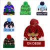 Beanie Christmas LED Winter Sticked Hats Pompom Ball Skull Caps Colorful Lights Windproof Knit Huvudbonad utomhus Ull￶rskydd Virka Skallies Cap BC147