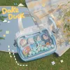 Borse da sera Donna Cute Cartoon Ita Borsa Ragazze Hit Color PVC Borsa a tracolla grande tasca trasparente Dolce Harajuku Crossbody
