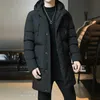 JAKTLUSPLUS STORLEK 7XL 2022 VINTER JACKE MEN Midl￤ngd f￶rtjockad varma huva vadderade jackor Solid Color Casual Puffer Jackor rockar