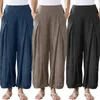 Kvinnors byxor veckade högt midja Solid över storlek Kvinnors breda ben Löst All-Match Kvinnor Kausal Long Trousers Summer Female Stright Pant