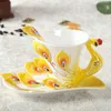 Pauw Theekopje traf Schotel Lepel 3d Keramiek Tea Tasse Thermische Ontbijt Koffie Mokken Wasser Kerst Brithaday Geschenk RRA253