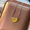 Pendant Necklaces Fine Jewelry Sparkling Topaz Pink High Carbon Diamonds Heart Necklace For Women S925 Silver Color Pendants