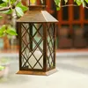 Lawn Lamp Solar Light Lantern Shape Hollow Designs Vintage Powered Hanging Greensward för dekoration
