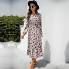 Casual Dresses Fashionabla Women's 2022 Autumn Sexy V Neck Pointed Split Long Sleeve Soe Up Dress for Ladies All Match