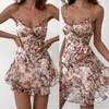 Robes décontractées 2022 printemps été Sexy bretelles maison Camisole vacances douce robe Vintage femmes rose