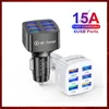 6 portów 15A 75 W USB ładowarka samochodowa Szybka mini adapter szybkiego ładowania w Auto na iPhone 12 13 Pro Max Xiaomi MI 11 Redmi Samsung S22 ładowanie motoryzacyjnej elektroniki bezpłatny statek