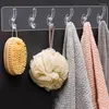 Hooks Kitchen Bathroom Nail-free 6 Row Hook Transparent Plastic Strong Self Adhesive Door Storage Rack Home Tools