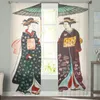 Gordijn kimono Japanse vrouwelijke geisha voor woonkamer transparante tule gordijnen venster pure de slaapkameraccessoires decor