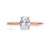 Küme Yüzükleri 1 Oval Moissanit Nişan Yüzüğü Kadınlar için Diamond Test Klasik Düğün Takı Aksesuarları Sertifika ile